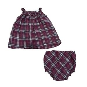 Baby Girl Burberry Dress Size Set 9 Months Purple Plaid